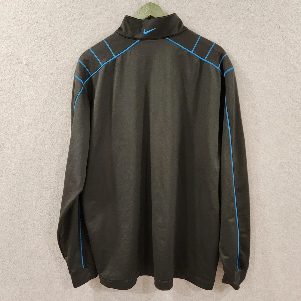 Nike Golf Mens XL Dri-FIT 1/4 Zip Pullover Black Blue RBC Logo Stretch‎